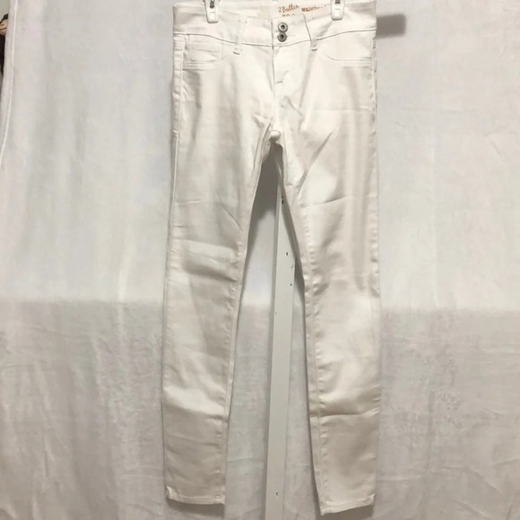 White Denim Jeans Low Waist‎ Skinny Leg Casual Pants Size 27 - Picture 1 of 9